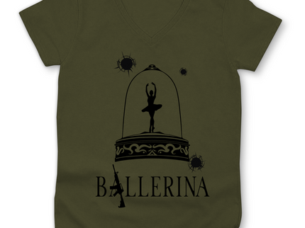 Damen Premium Bio V-Neck T-Shirt - Tänzerin im Kugelhagel