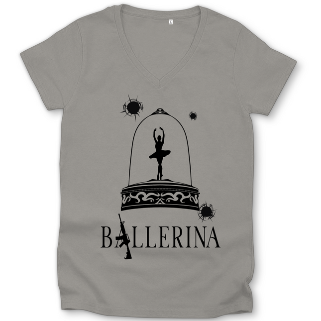 Damen Premium Bio V-Neck T-Shirt - Tänzerin im Kugelhagel