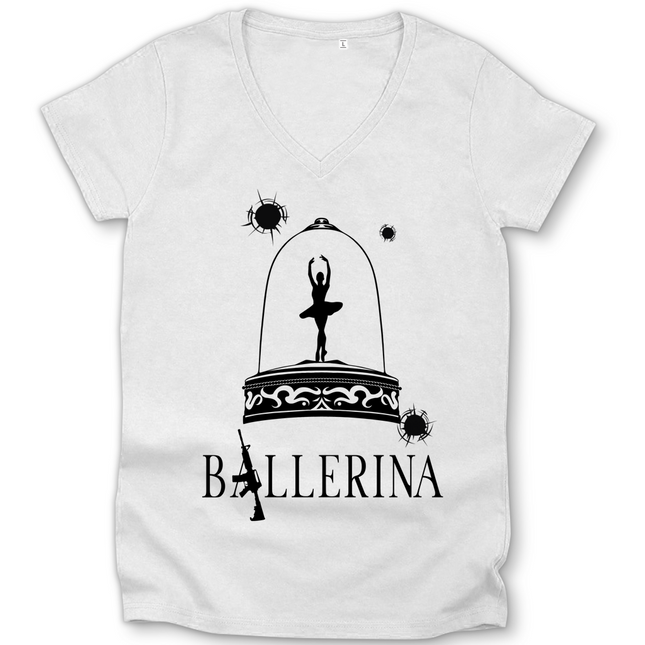 Damen Premium Bio V-Neck T-Shirt - Tänzerin im Kugelhagel
