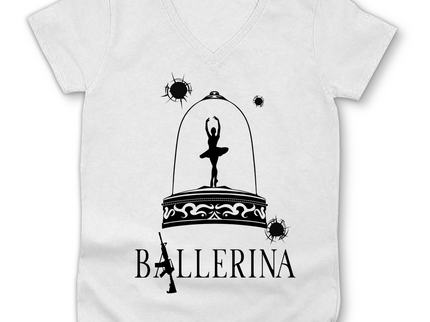 Damen Premium Bio V-Neck T-Shirt - Tänzerin im Kugelhagel