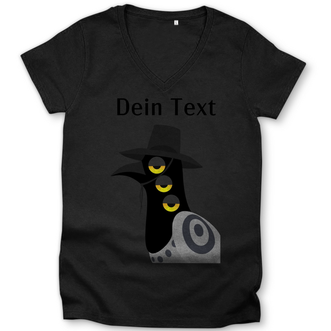 Damen Premium Bio V-Neck T-Shirt – Dämonischer Vogel