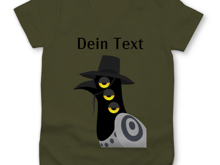 Damen Premium Bio V-Neck T-Shirt – Dämonischer Vogel