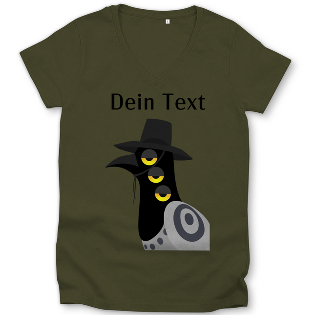Damen Premium Bio V-Neck T-Shirt – Dämonischer Vogel