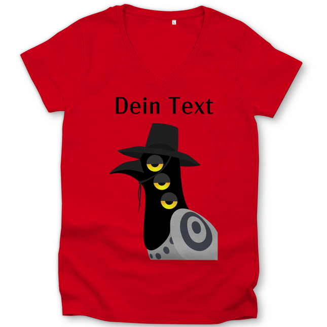 Damen Premium Bio V-Neck T-Shirt – Dämonischer Vogel