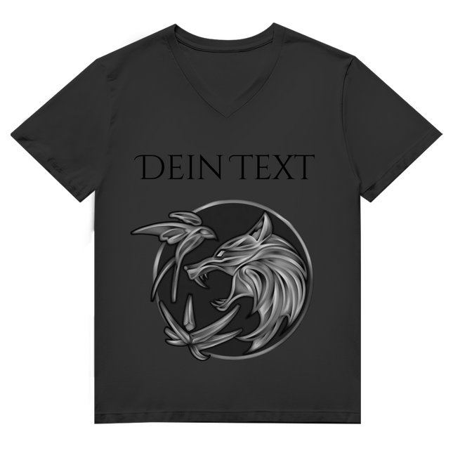 Herren Premium Bio V-Neck T-Shirt - Wolfsemblem