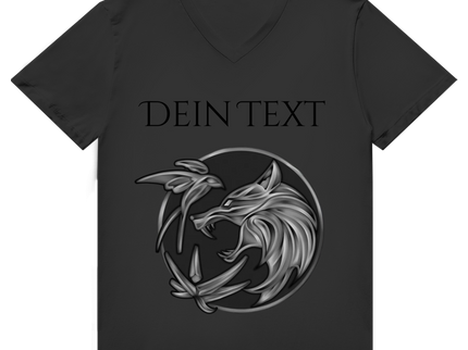 Herren Premium Bio V-Neck T-Shirt - Wolfsemblem