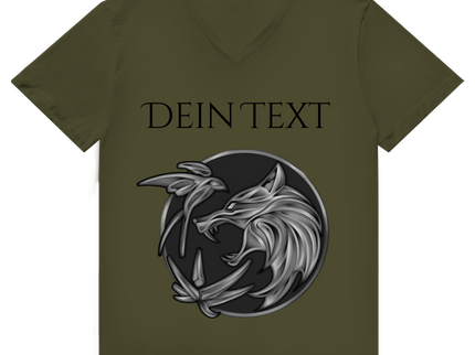 Herren Premium Bio V-Neck T-Shirt - Wolfsemblem