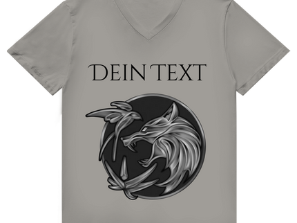 Herren Premium Bio V-Neck T-Shirt - Wolfsemblem