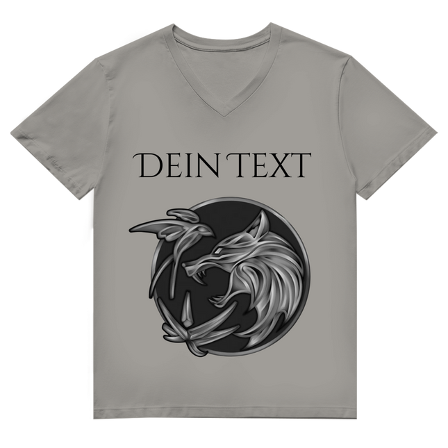 Herren Premium Bio V-Neck T-Shirt - Wolfsemblem