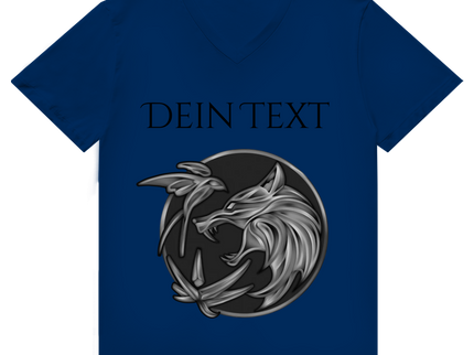 Herren Premium Bio V-Neck T-Shirt - Wolfsemblem
