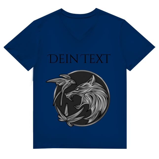 Herren Premium Bio V-Neck T-Shirt - Wolfsemblem