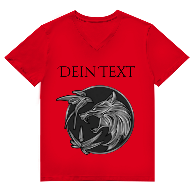 Herren Premium Bio V-Neck T-Shirt - Wolfsemblem