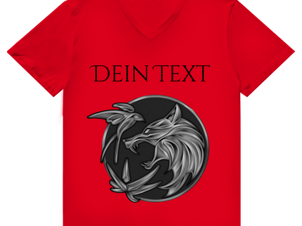 Herren Premium Bio V-Neck T-Shirt - Wolfsemblem