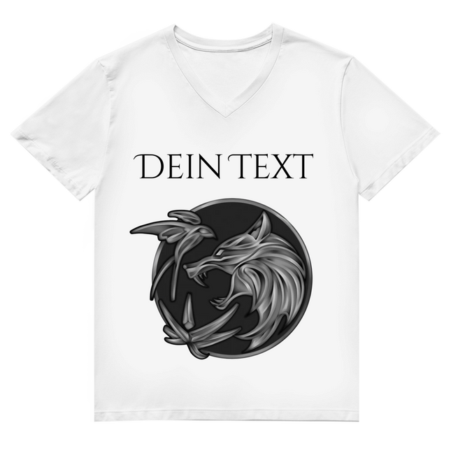 Herren Premium Bio V-Neck T-Shirt - Wolfsemblem