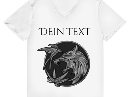 Herren Premium Bio V-Neck T-Shirt - Wolfsemblem