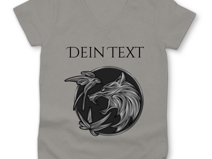 Damen Premium Bio V-Neck T-Shirt - Wolfsemblem