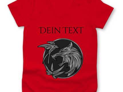 Damen Premium Bio V-Neck T-Shirt - Wolfsemblem