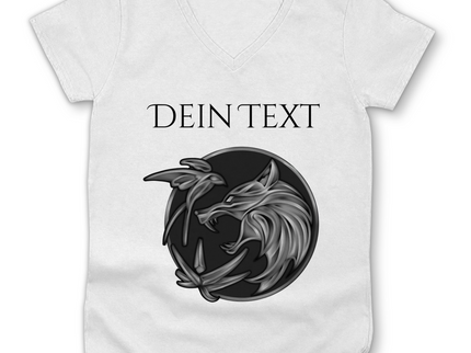 Damen Premium Bio V-Neck T-Shirt - Wolfsemblem