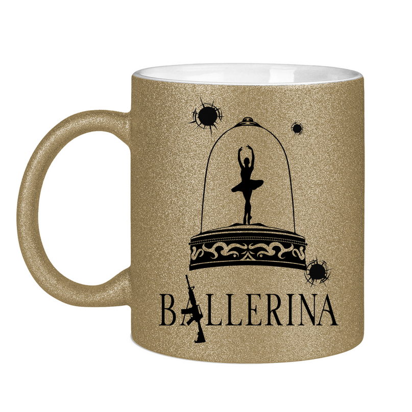 Glitzertasse - Tänzerin im Kugelhagel