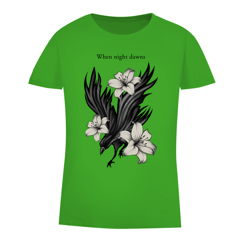 Damen Premium Bio T-Shirt – Rabe und Lilien