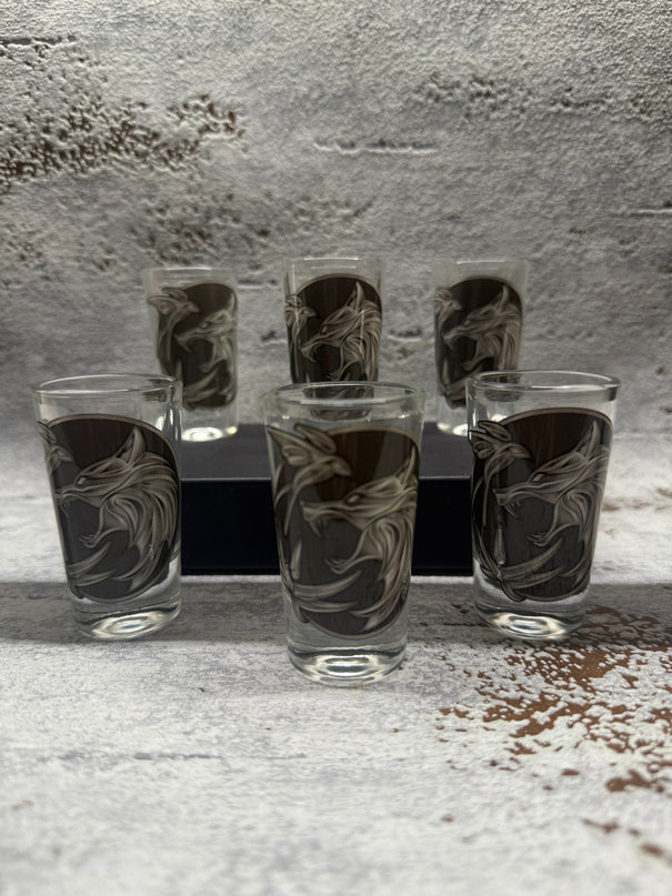 6er-Set Shotgläser „Wolfsemblem“ – Stärke trifft auf Stil