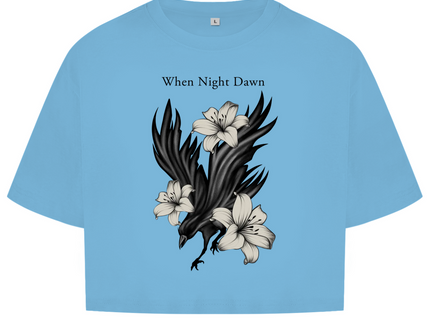 Damen Oversize Crop Top – Rabe & Lilien Motiv