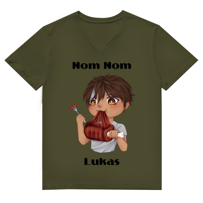 Herren Premium Bio V-Neck T-Shirt - Mampf Chibi