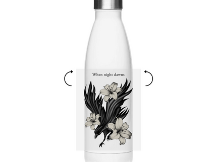 Edelstahl-Thermoflasche – Rabe und Lilien