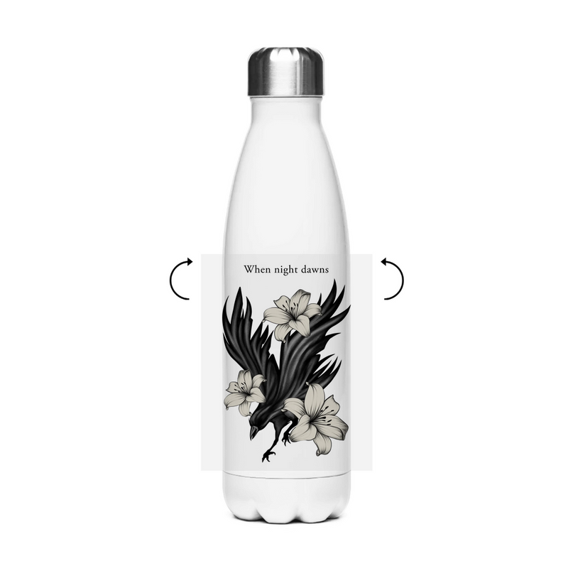 Edelstahl-Thermoflasche – Rabe und Lilien