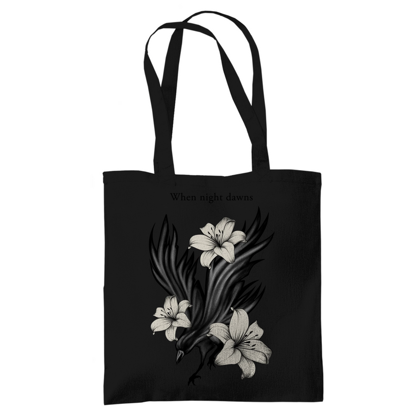 Tragetasche – Rabe und Lilien