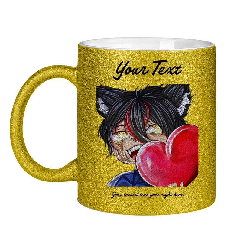 Glitzertasse Tasse - Chibi Herz