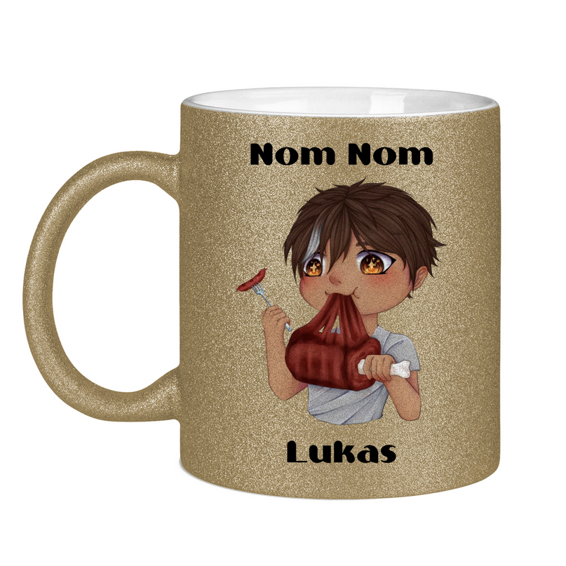 Glitzertasse Tasse - Mampf Chibi