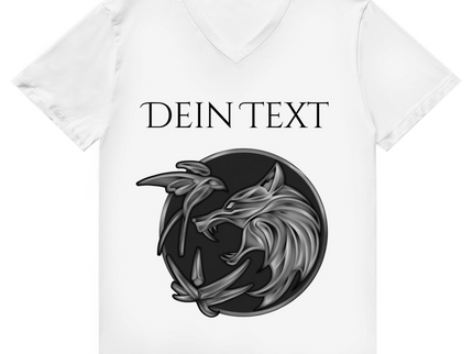 Herren Premium Bio V-Neck T-Shirt - Wolfsemblem