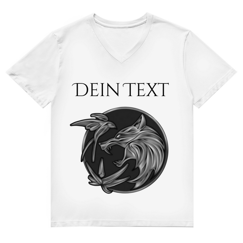 Herren Premium Bio V-Neck T-Shirt - Wolfsemblem