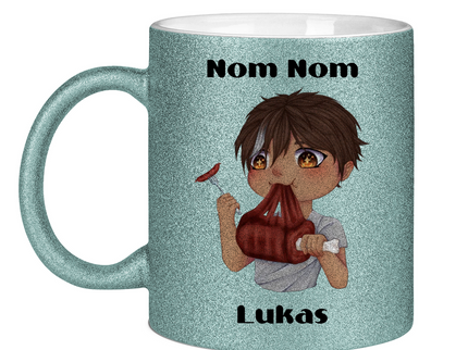 Glitzertasse Tasse - Mampf Chibi