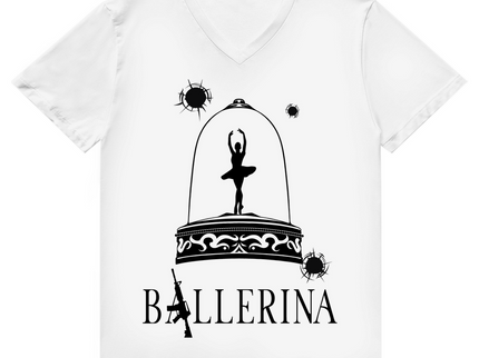 Herren Premium Bio V-Neck T-Shirt - Tänzerin im Kugelhagel