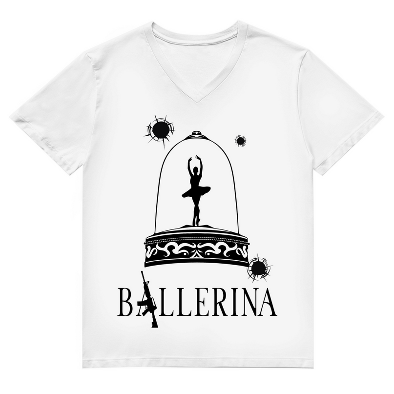 Herren Premium Bio V-Neck T-Shirt - Tänzerin im Kugelhagel