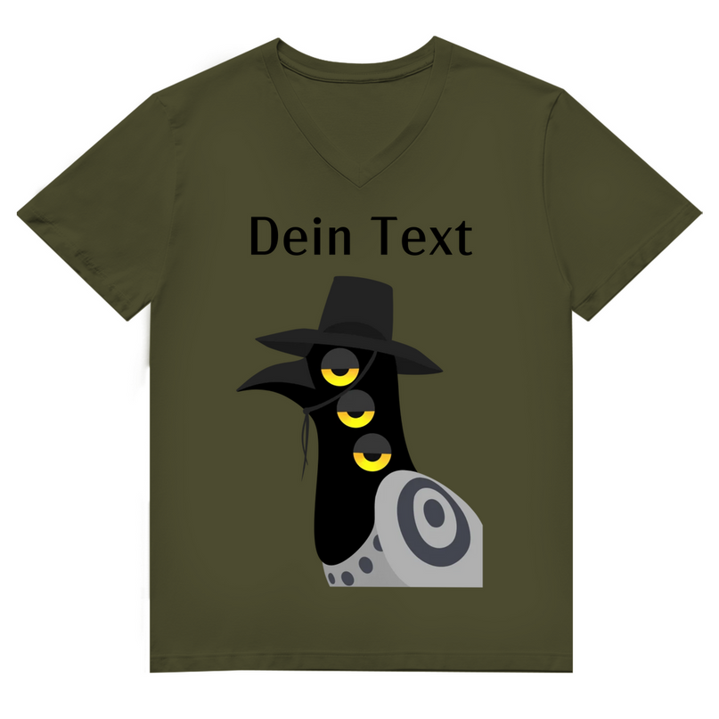 Herren Premium Bio V-Neck T-Shirt – Dämonischer Vogel