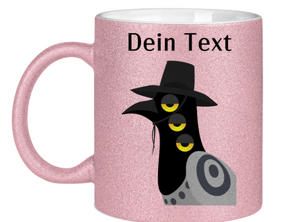 Glitzertasse – Dämonischer Vogel
