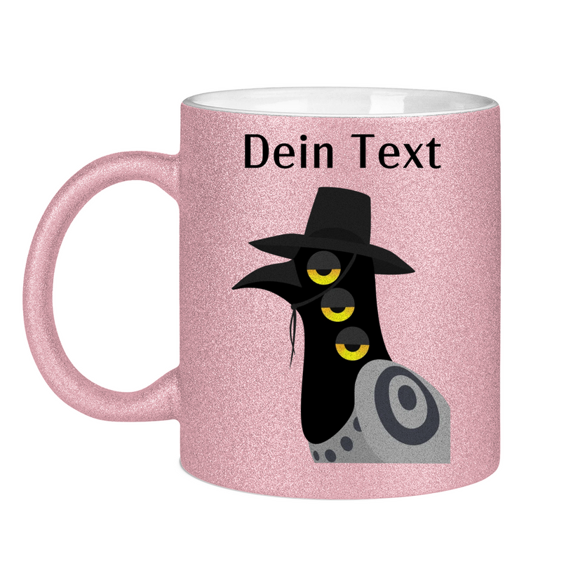 Glitzertasse – Dämonischer Vogel