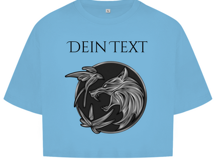 Damen Oversize Crop Top - Wolfsemblem