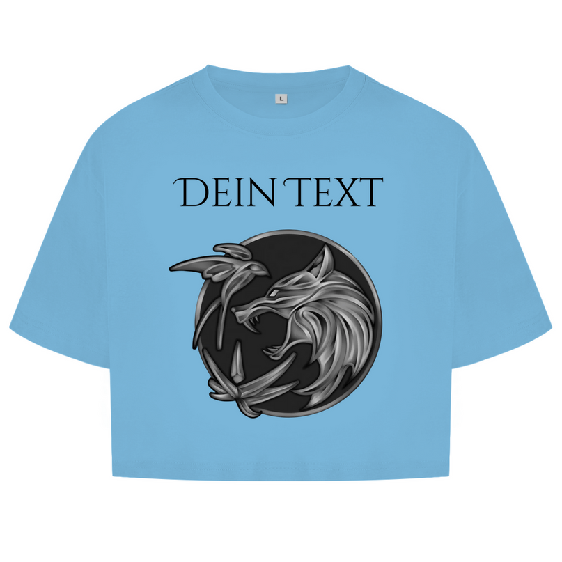 Damen Oversize Crop Top - Wolfsemblem