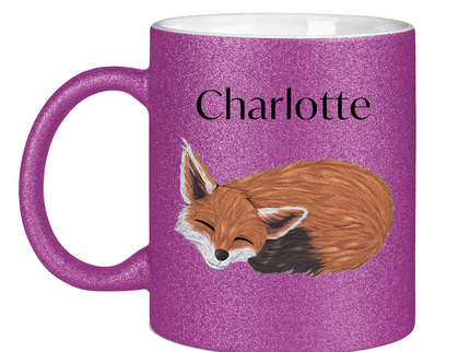 Glitzertasse – Schlafender Fuchs