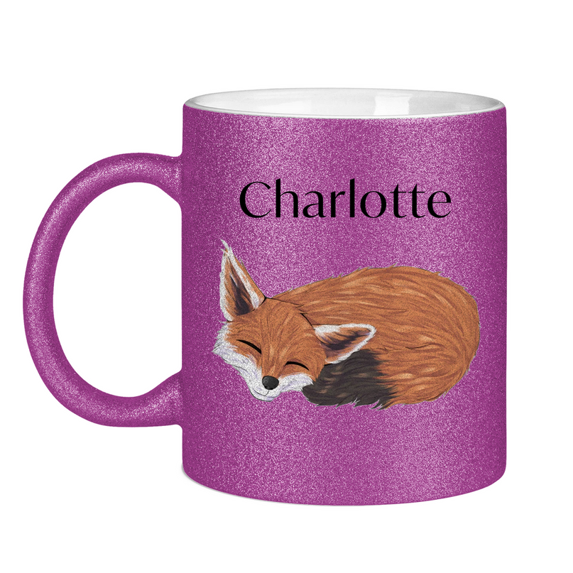 Glitzertasse – Schlafender Fuchs