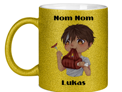 Glitzertasse Tasse - Mampf Chibi