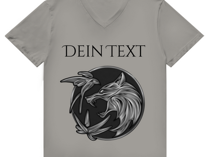 Herren Premium Bio V-Neck T-Shirt - Wolfsemblem