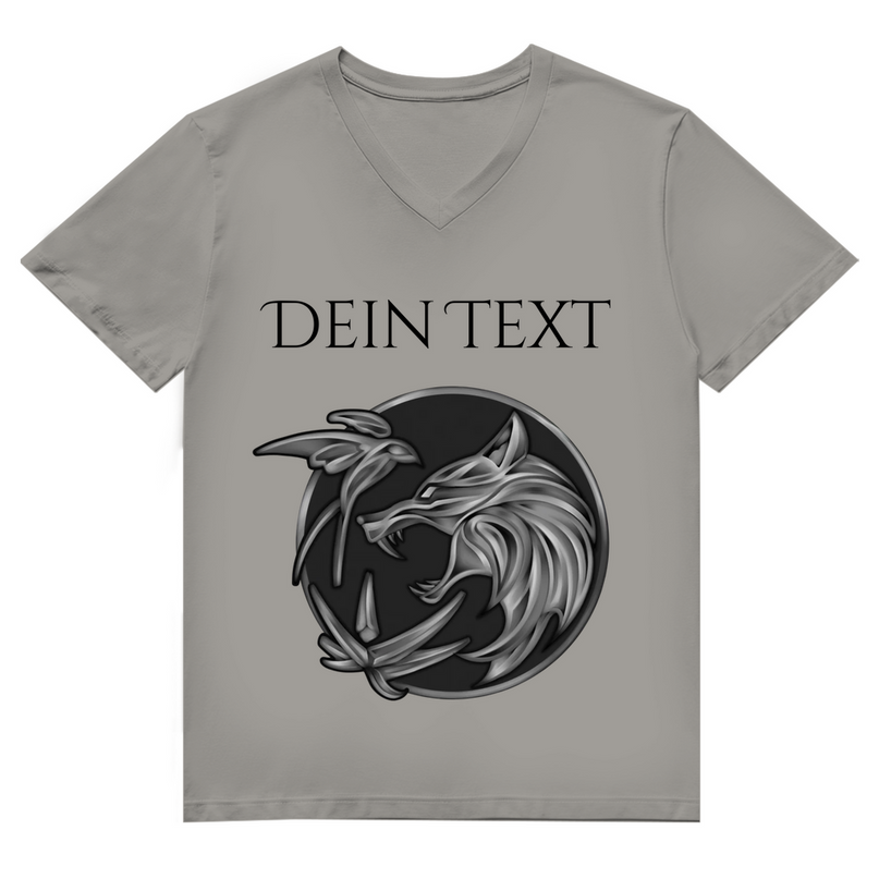 Herren Premium Bio V-Neck T-Shirt - Wolfsemblem