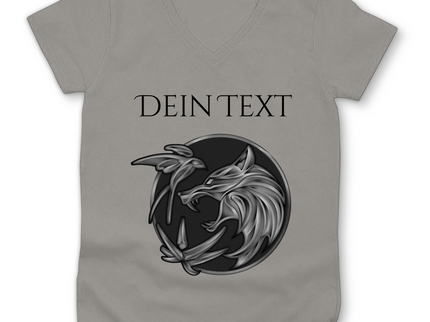 Damen Premium Bio V-Neck T-Shirt - Wolfsemblem