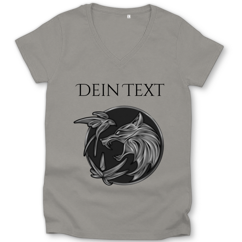 Damen Premium Bio V-Neck T-Shirt - Wolfsemblem
