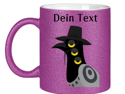 Glitzertasse – Dämonischer Vogel